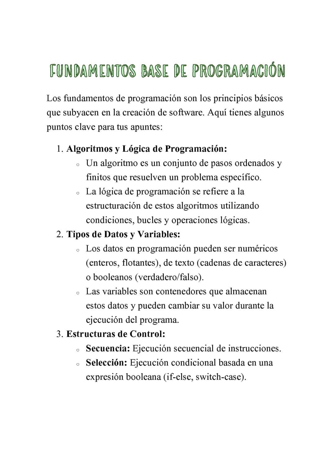 FUNDAMENTOS BASE DE PROGRAMACIÓN