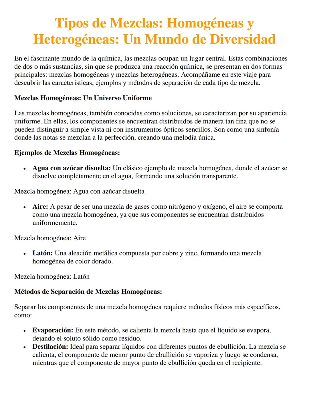 Tipos de Mezclas: Homogéneas y
Heterogéneas: Un Mundo de Diversidad
En el fascinante mundo de la química, las mezclas ocupan un lugar centra
