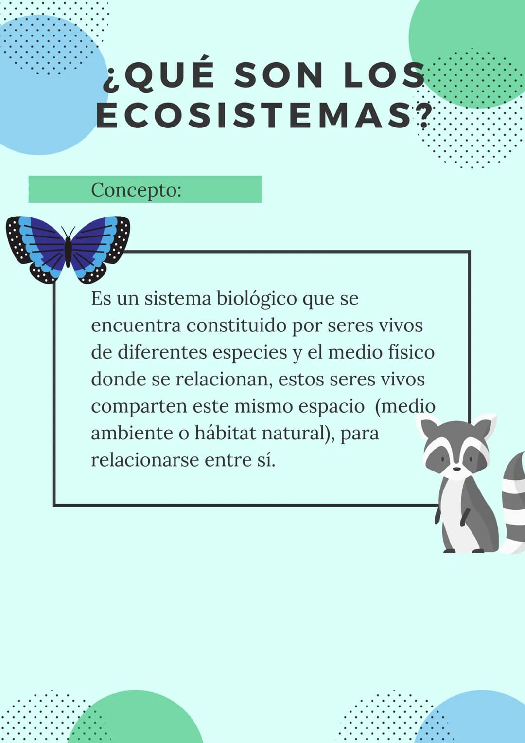 LOS ECOSISTEMAS
COLOMBIANOS
Mariana Romero
Geografía
2021
9°
+1540 ¿QUÉ SON LOS
ECOSISTEMAS?
Concepto:
Es un sistema biológico que se
encuen