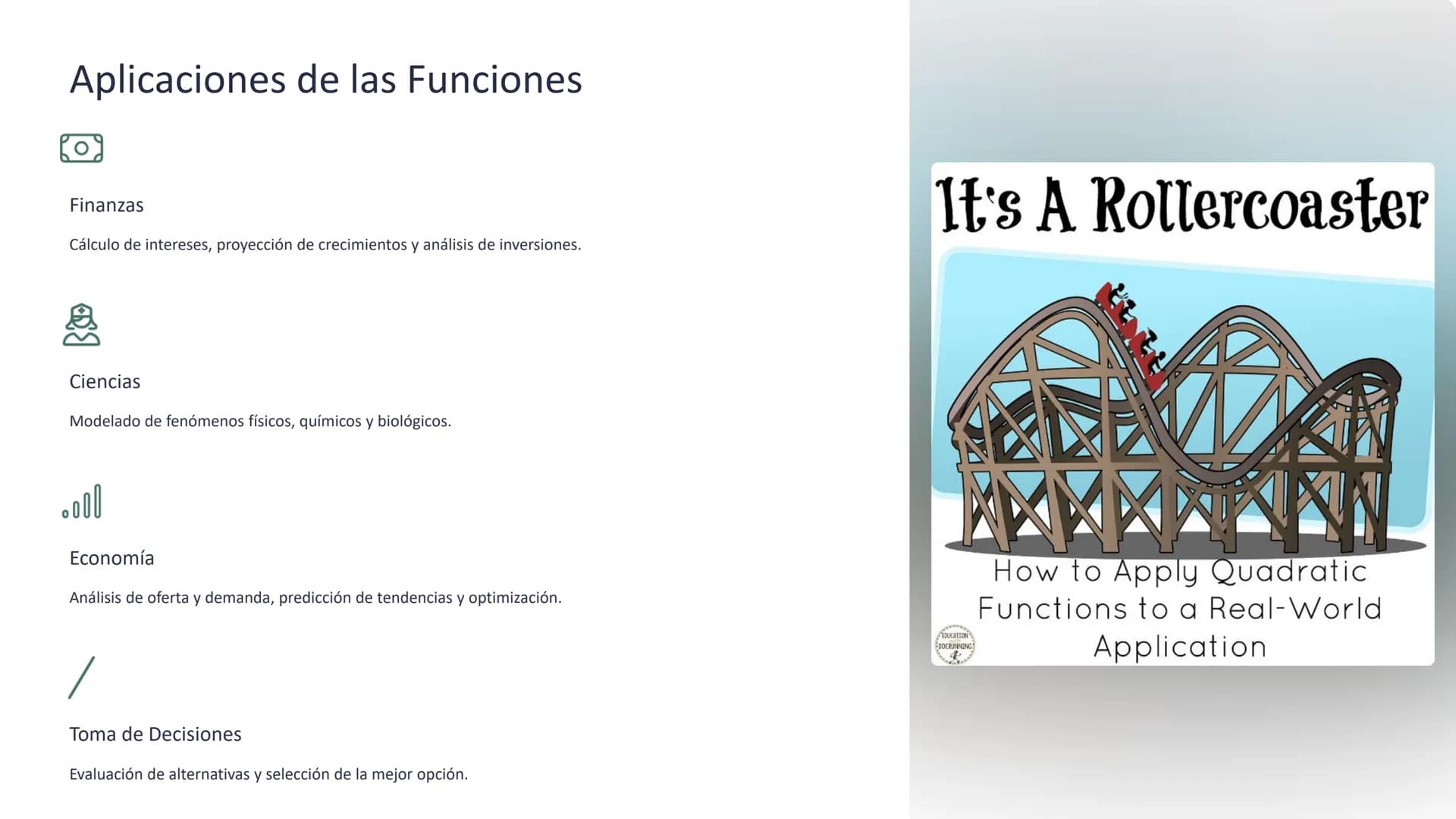 Funciones y
Aplicaciones
Explore las funciones matemáticas, su estructura y cómo se aplican en
aplican en situaciones del mundo real. Desde 