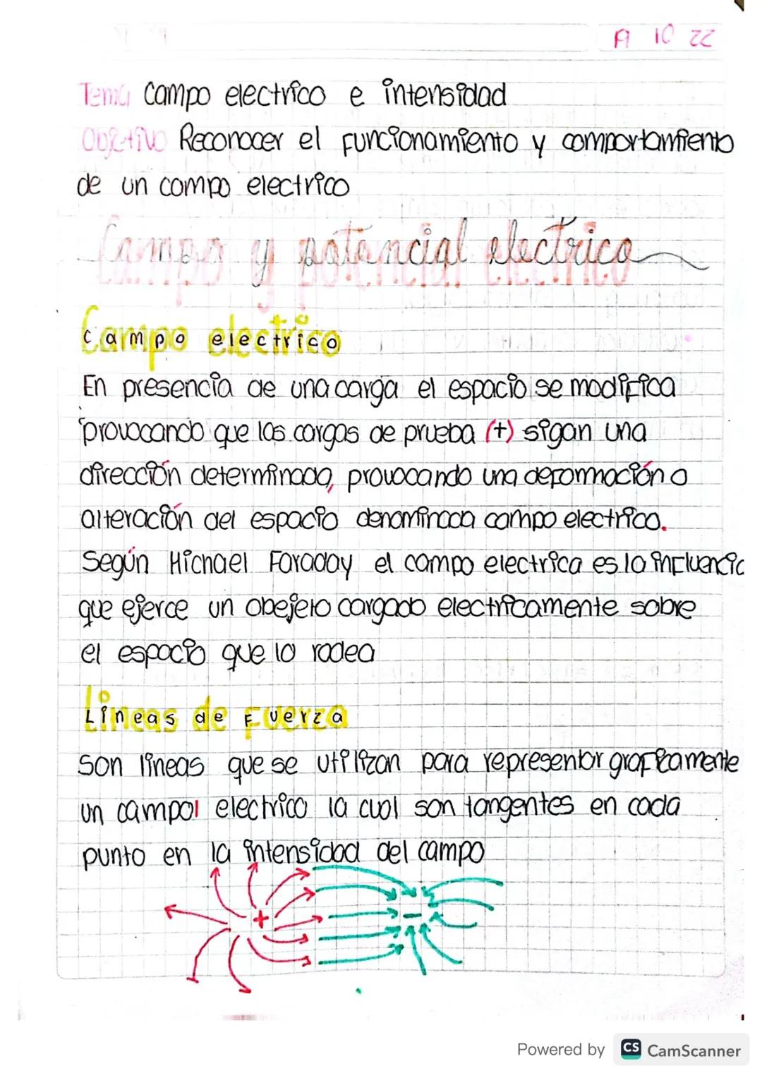 Campo eléctrico, Intensidad y Potencial