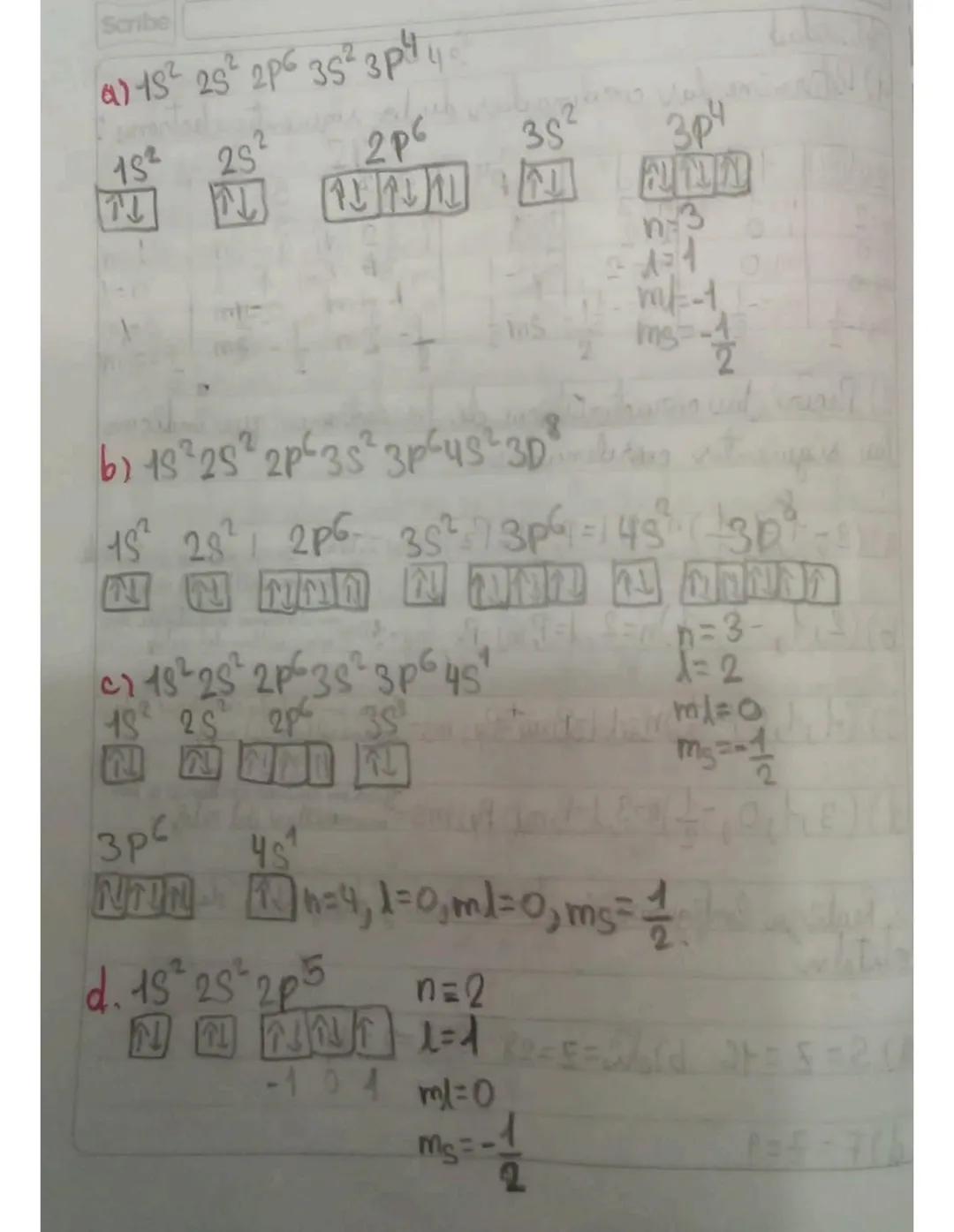 # Activvedad

12 Determine las coordenadas de los rigusentes electrones:

| 2$s1$ | 1$s1$ | 3$d^8$ | 4$p^4$ | 3$d^3$ | 5$f^{12}$ |
|---|---|