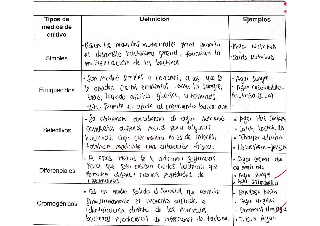 TIPOS DE MEDIOS DE CULTIVO