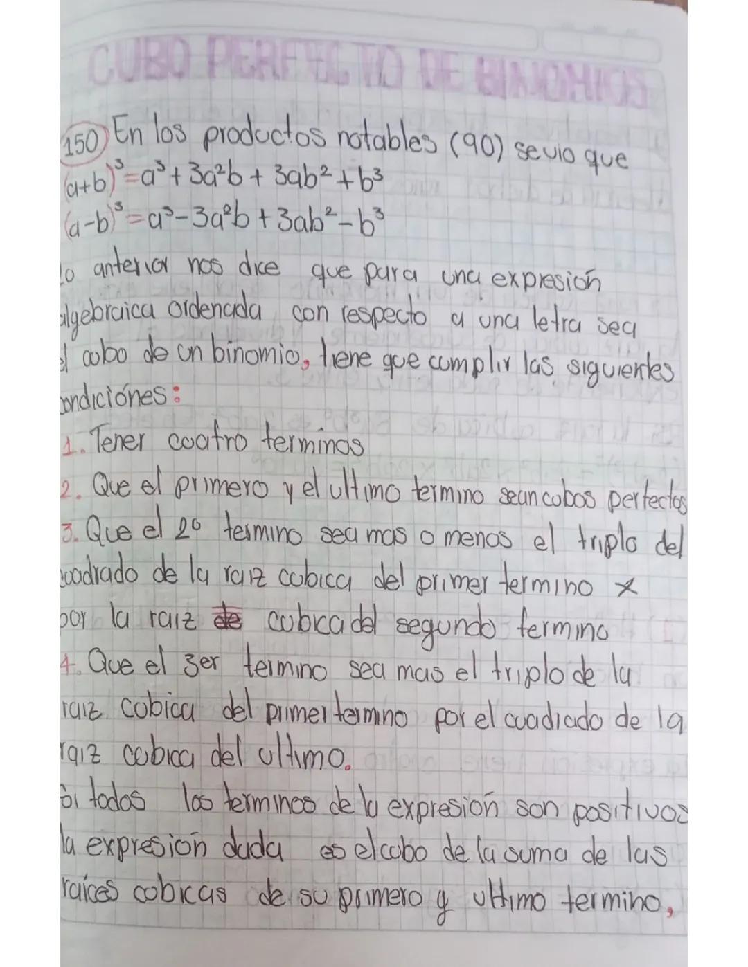 Cubo perfecto de un binomio