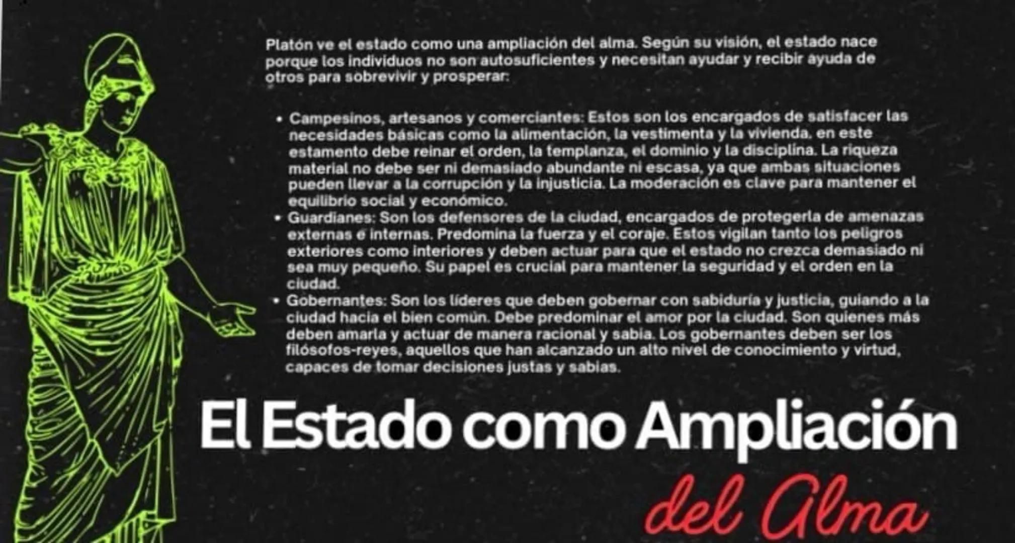 El Estado Segun
Platon El Arte de la Política
Según Platón
Platón considera al arte de la política como aquel que
se encarga del alma y la c