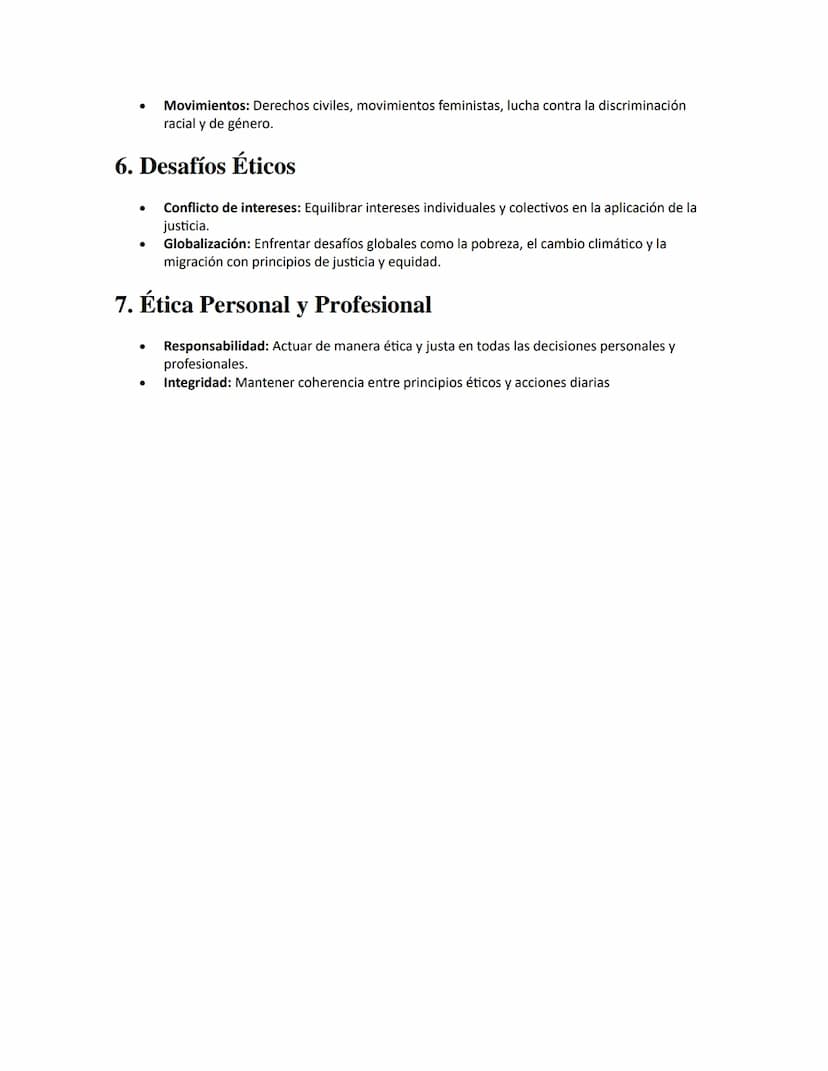 Justicia y Equidad
APUNTES//
1. Concepto de Justicia
•
•
Definición: Principio ético que se refiere a la imparcialidad y la equidad en la di