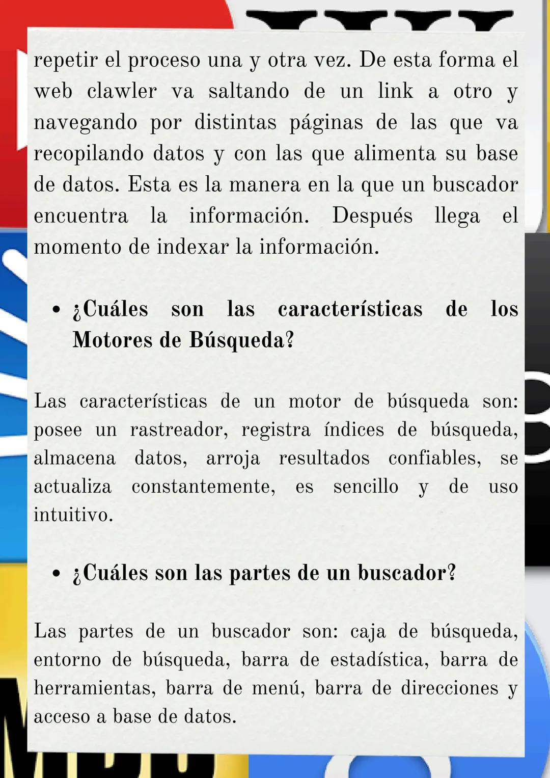 # MOTORES DE BÚSQUEDA

• ¿Qué es un Motor de Búsqueda?
Los motores de búsqueda son sistemas informáticos
que recopilan toda la información q