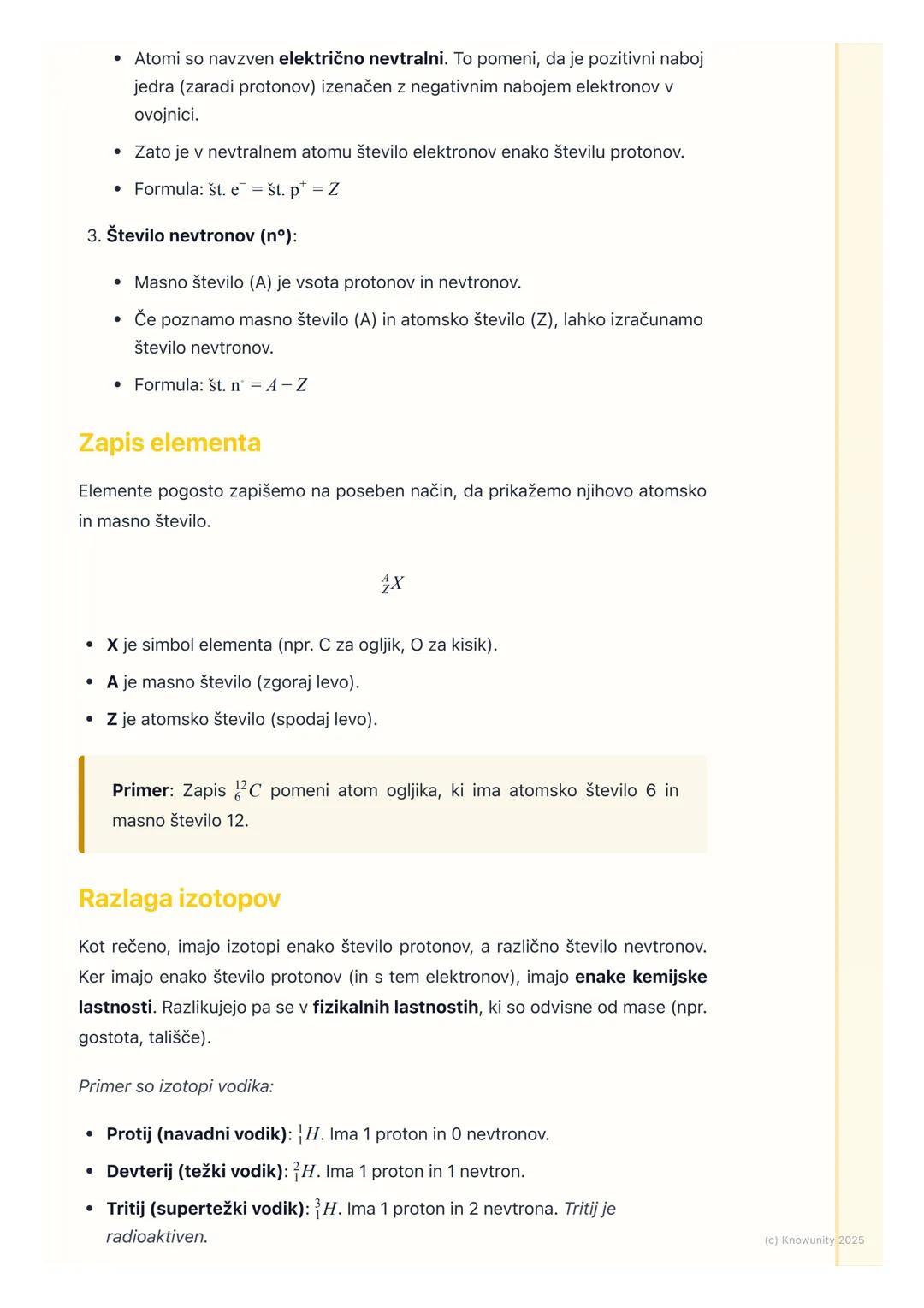 # Atomsko in masno število,
izotopi

Uvod in ponovitev

To poglavje je osnova za razumevanje zgradbe atoma. Naučili se bomo, kako iz
periodn