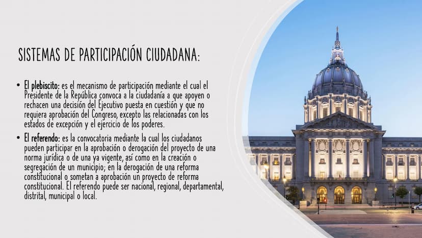 CIENCIAS SOCIALES Y COMPETENCIAS
CIUDADANAS
TEMAS: Mecanismos de participación ciudadana SISTEMAS DE PARTICIPACIÓN CIUDADANA:
El plebiscito: