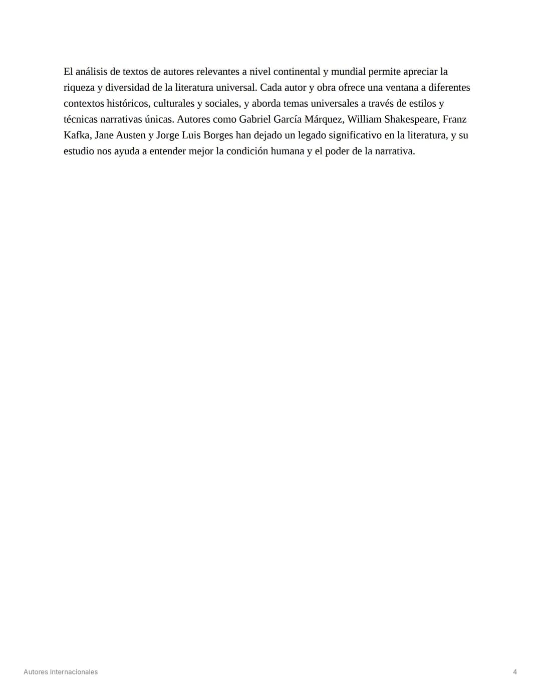 Autores Internacionales
Análisis literario de Autores Internacionales *
Preguntas o Ideas Clave *
¿Cuál es el contexto
histórico y cultural 