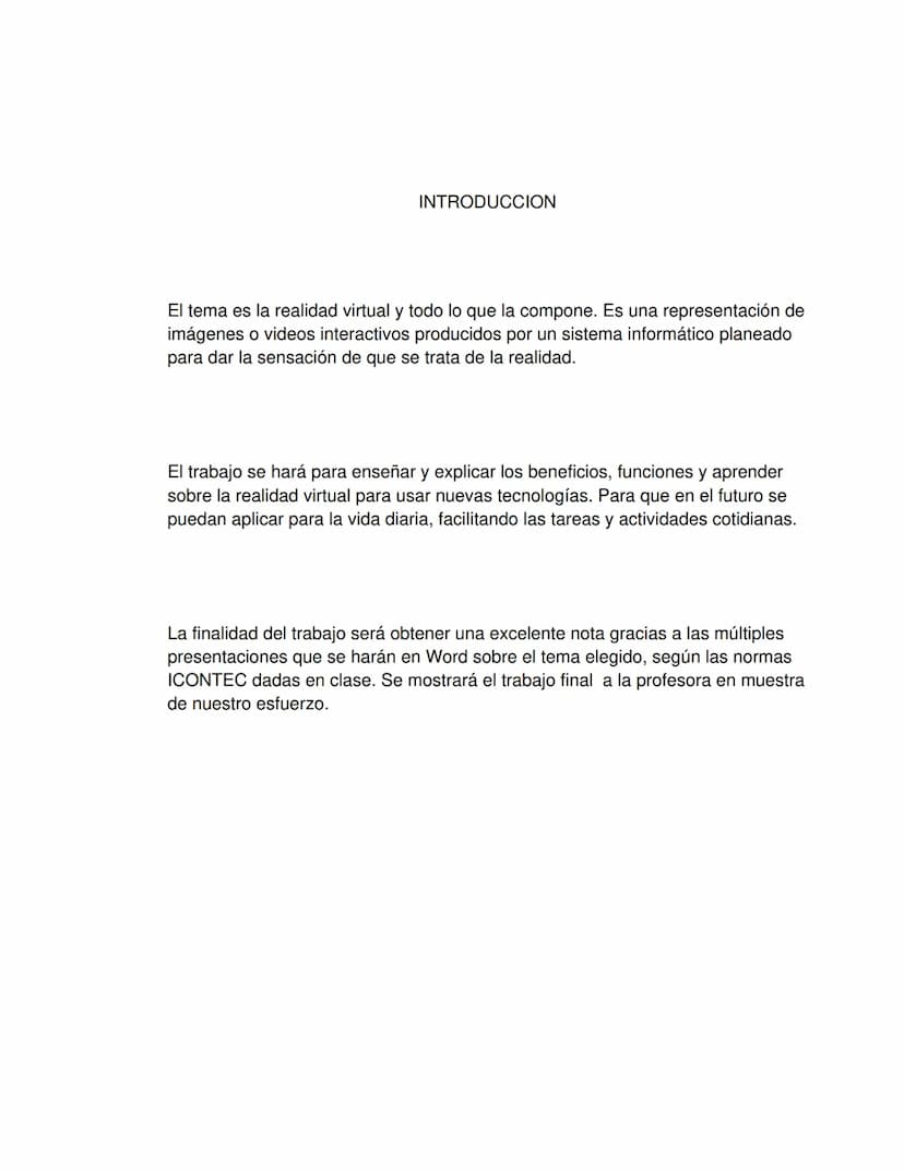 INTRODUCCIÓN
OBJETIVOS
1. REALIDAD VIRTUAL
1.1 DEFINICIÓN
1.2 HISTORIA
1.3 TIPOS
CONTENIDO
Pág.
4
1.3.1 Realidad virtual no Inmersiva
1.3.2 