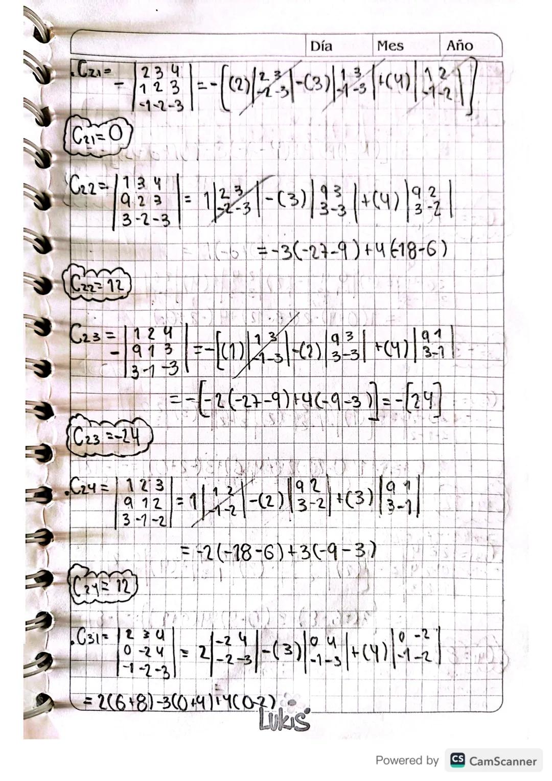 Glase 16.
Tercer Corte.
Determinantes
Día 16 Mes 10 Año 23
• Definicion 1: (Determinantes 2x2)
Sea A = (a, b) entonces det (A) = a,b₂-a2b₁,
