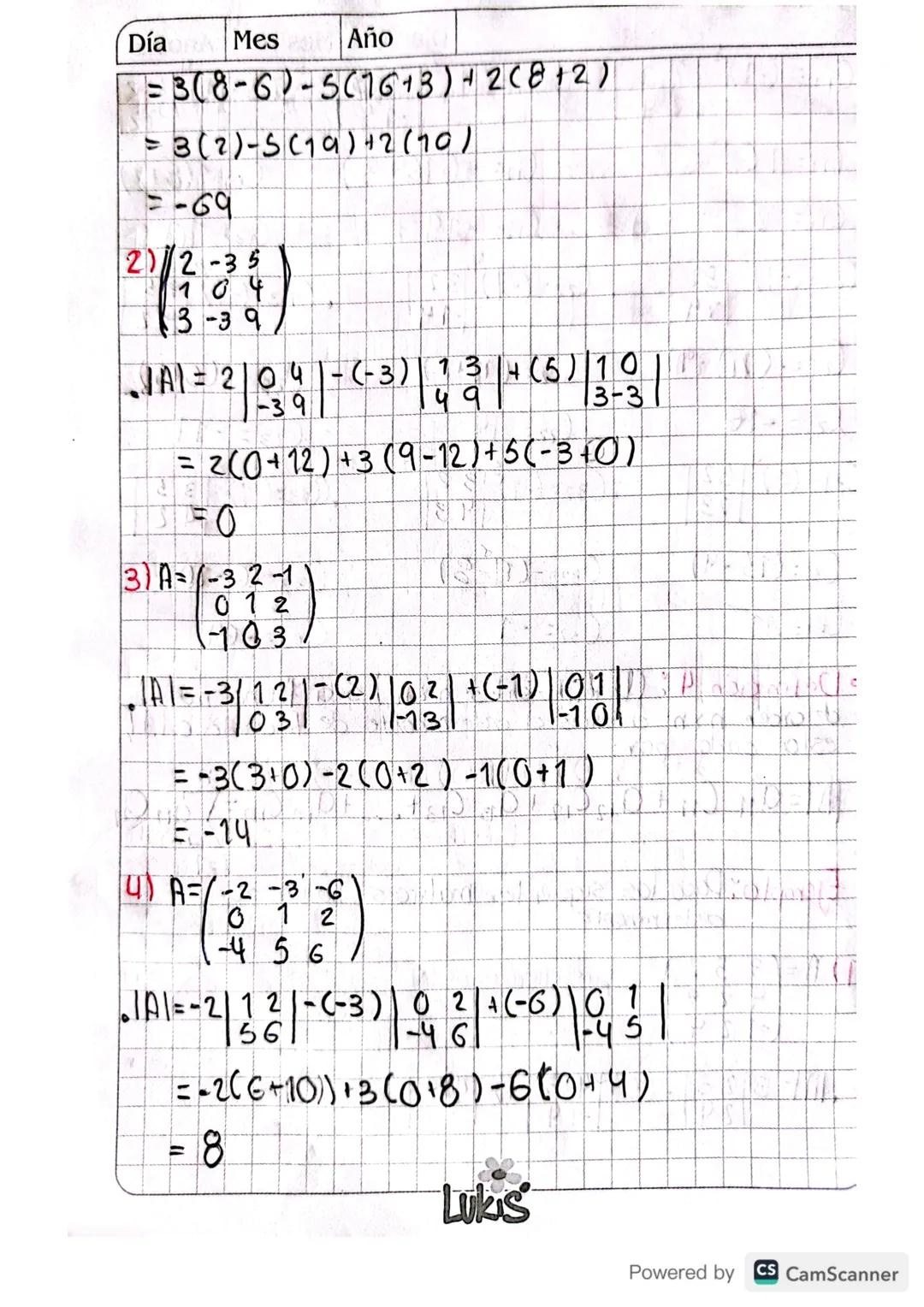 Glase 16.
Tercer Corte.
Determinantes
Día 16 Mes 10 Año 23
• Definicion 1: (Determinantes 2x2)
Sea A = (a, b) entonces det (A) = a,b₂-a2b₁,
