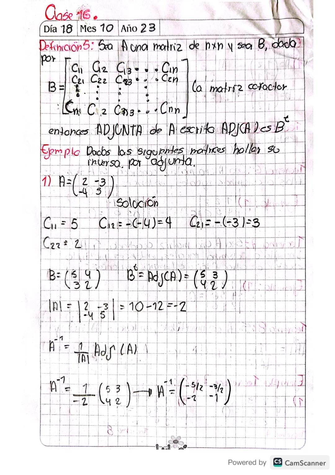 Glase 16.
Tercer Corte.
Determinantes
Día 16 Mes 10 Año 23
• Definicion 1: (Determinantes 2x2)
Sea A = (a, b) entonces det (A) = a,b₂-a2b₁,

