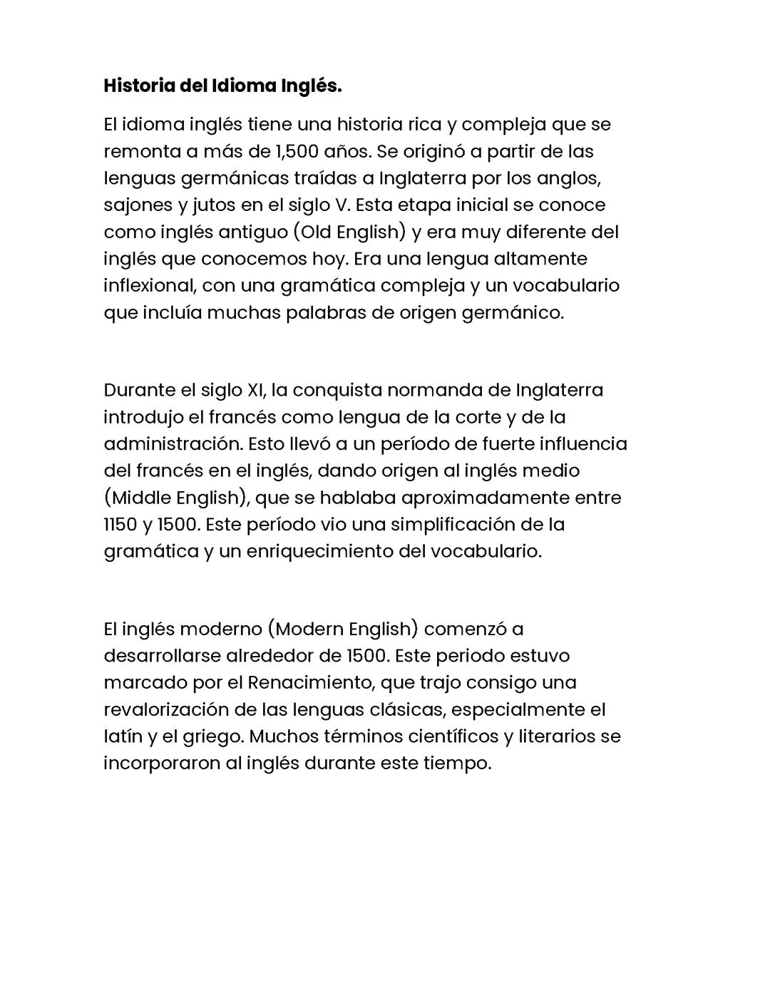 Historia del Idioma Inglés.