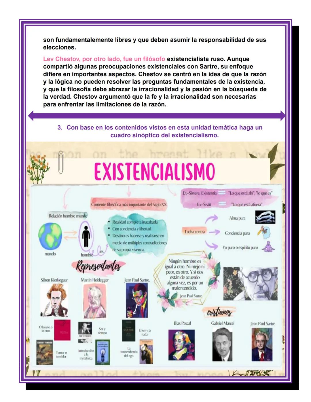 1. EXISTENCIALISMO (1)
Motivación ¿Pienso, luego existo?
ACTIVIDADES
1. Según la teoría existencialista de Kierkegaard, describa una situaci
