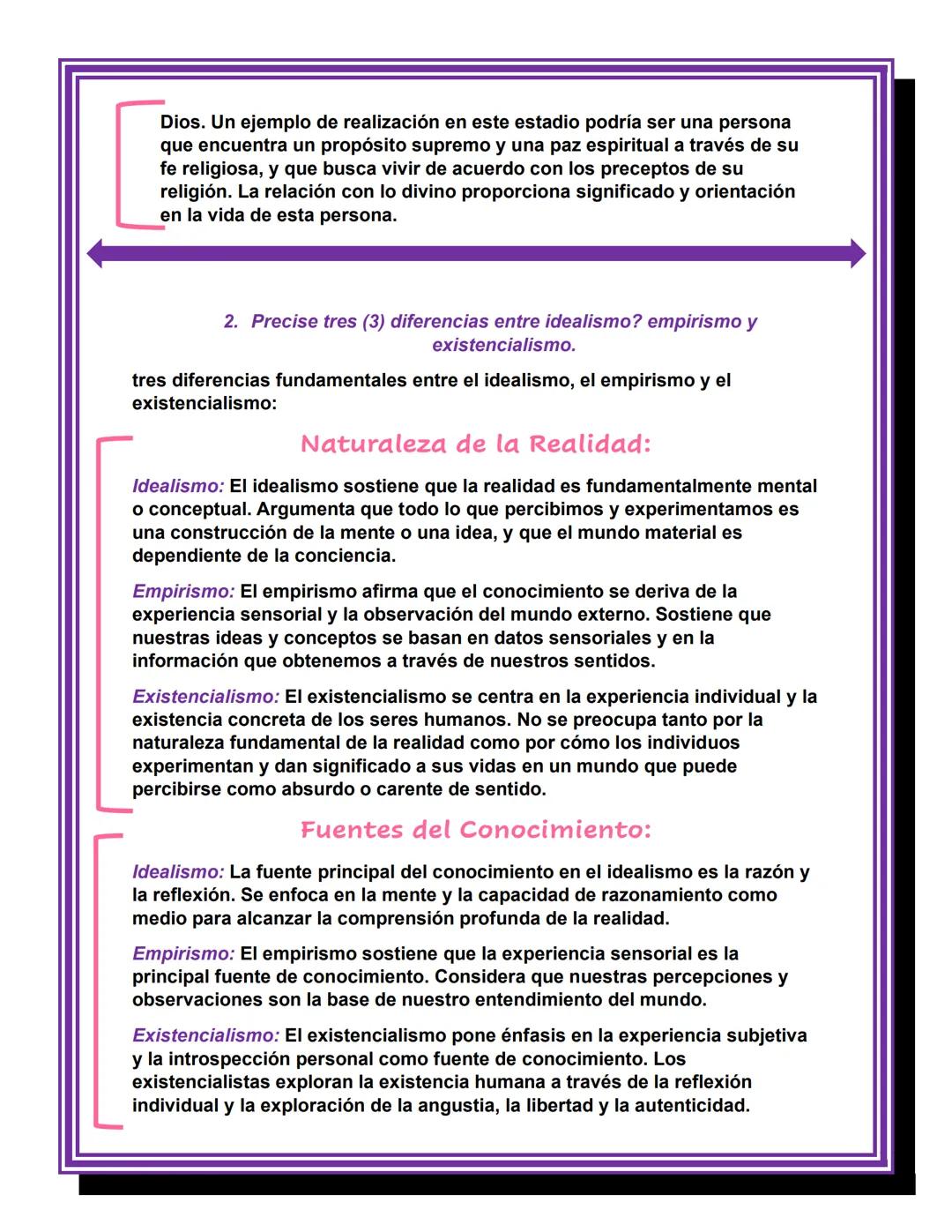 1. EXISTENCIALISMO (1)
Motivación ¿Pienso, luego existo?
ACTIVIDADES
1. Según la teoría existencialista de Kierkegaard, describa una situaci