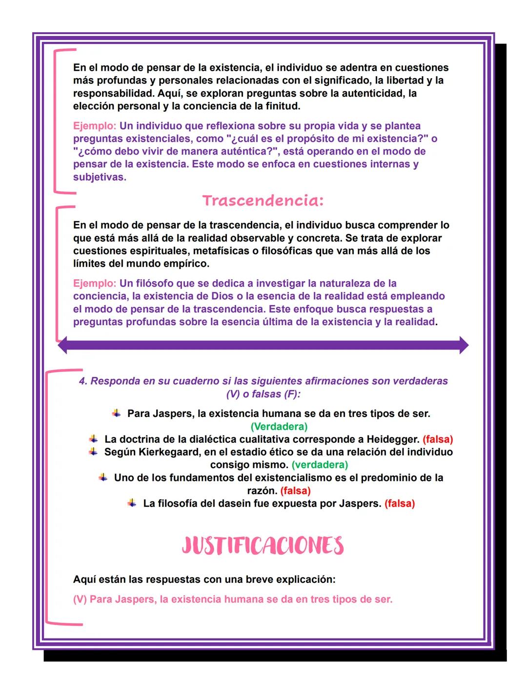 1. EXISTENCIALISMO (1)
Motivación ¿Pienso, luego existo?
ACTIVIDADES
1. Según la teoría existencialista de Kierkegaard, describa una situaci