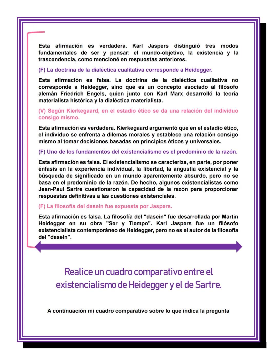 1. EXISTENCIALISMO (1)
Motivación ¿Pienso, luego existo?
ACTIVIDADES
1. Según la teoría existencialista de Kierkegaard, describa una situaci