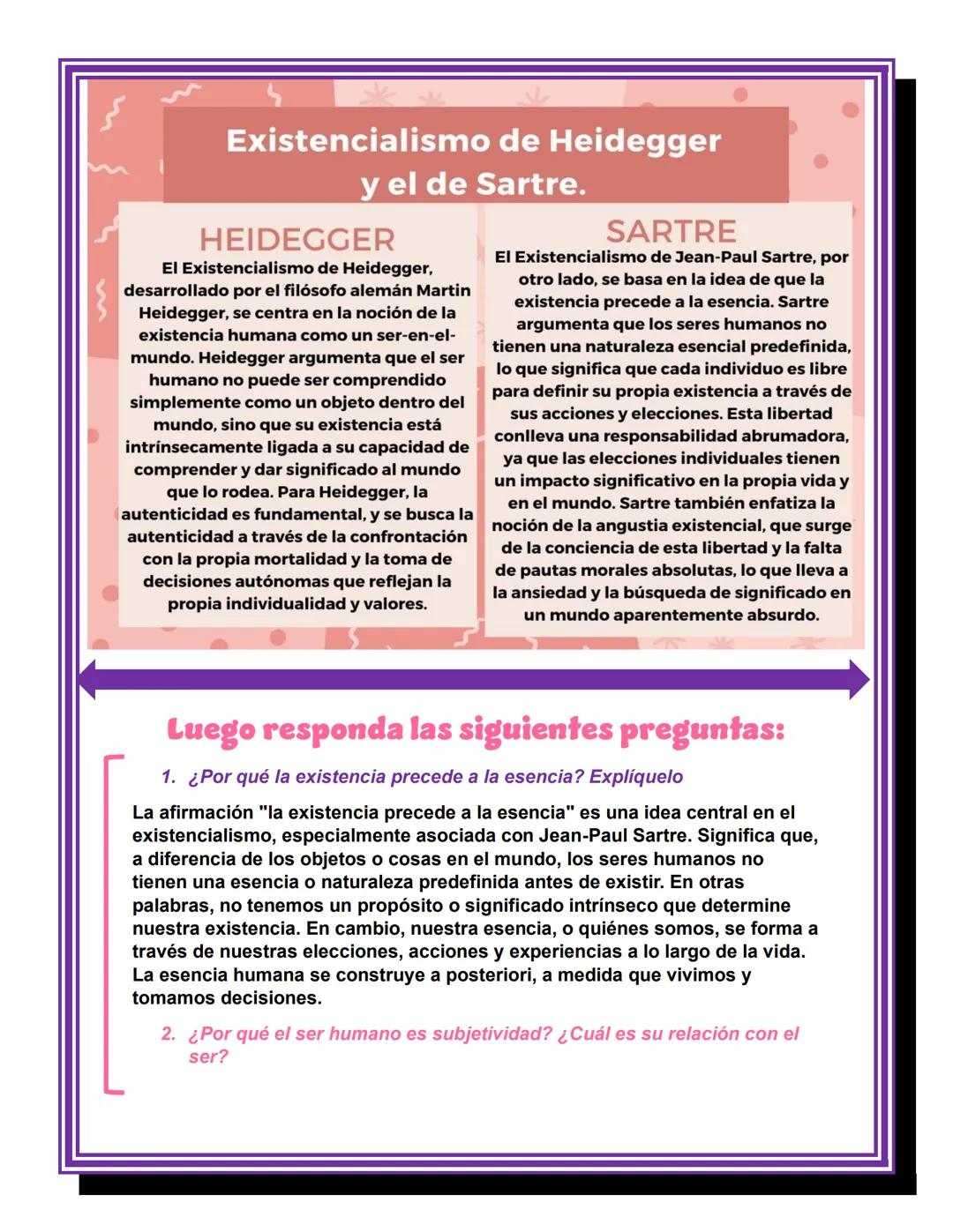 1. EXISTENCIALISMO (1)
Motivación ¿Pienso, luego existo?
ACTIVIDADES
1. Según la teoría existencialista de Kierkegaard, describa una situaci