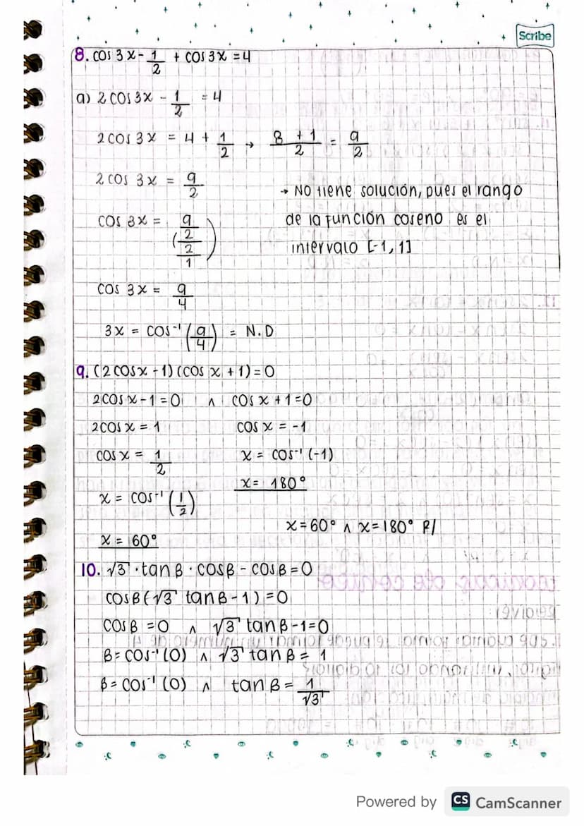 Scribe
Agosto 12/2021
ecuaciones trigonométricas
una ecuación trigonométrica, e la que tiene Funciones trigo-
nométricas de un angulo x y se