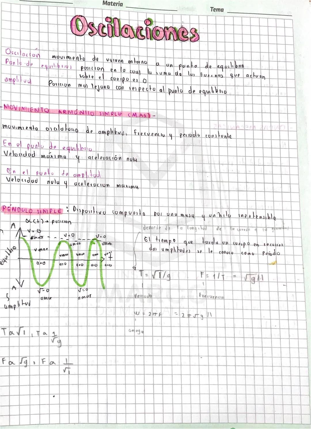 Materia
Oscilaciones
Tema
Oscilacion
un punto de equilibr
Suma de las Fuerzas que actuan
Movimiento de
vulven entorno
10 cual
a
cuerpo es o
