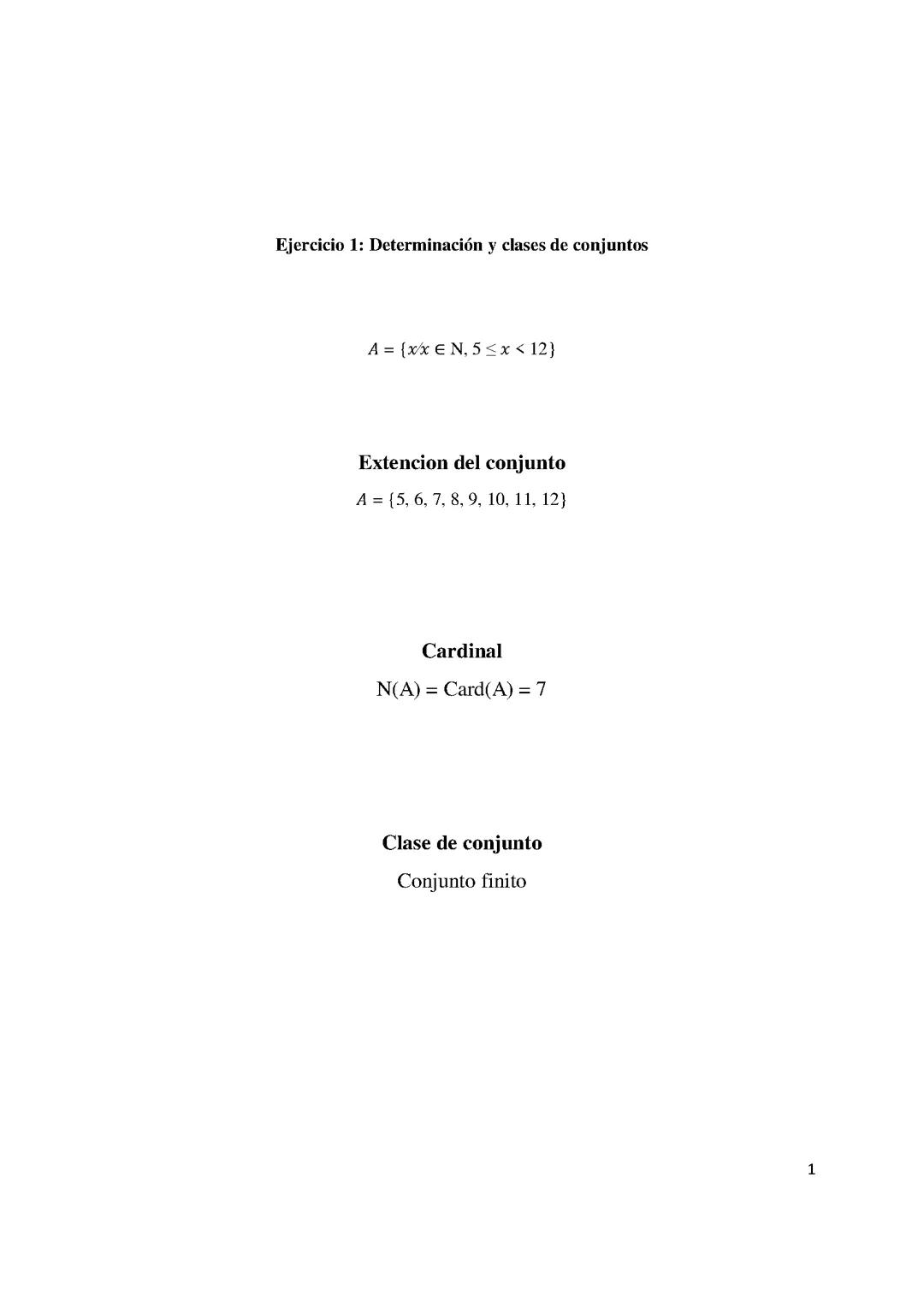 Determinacion y operaciones entre conjuntos