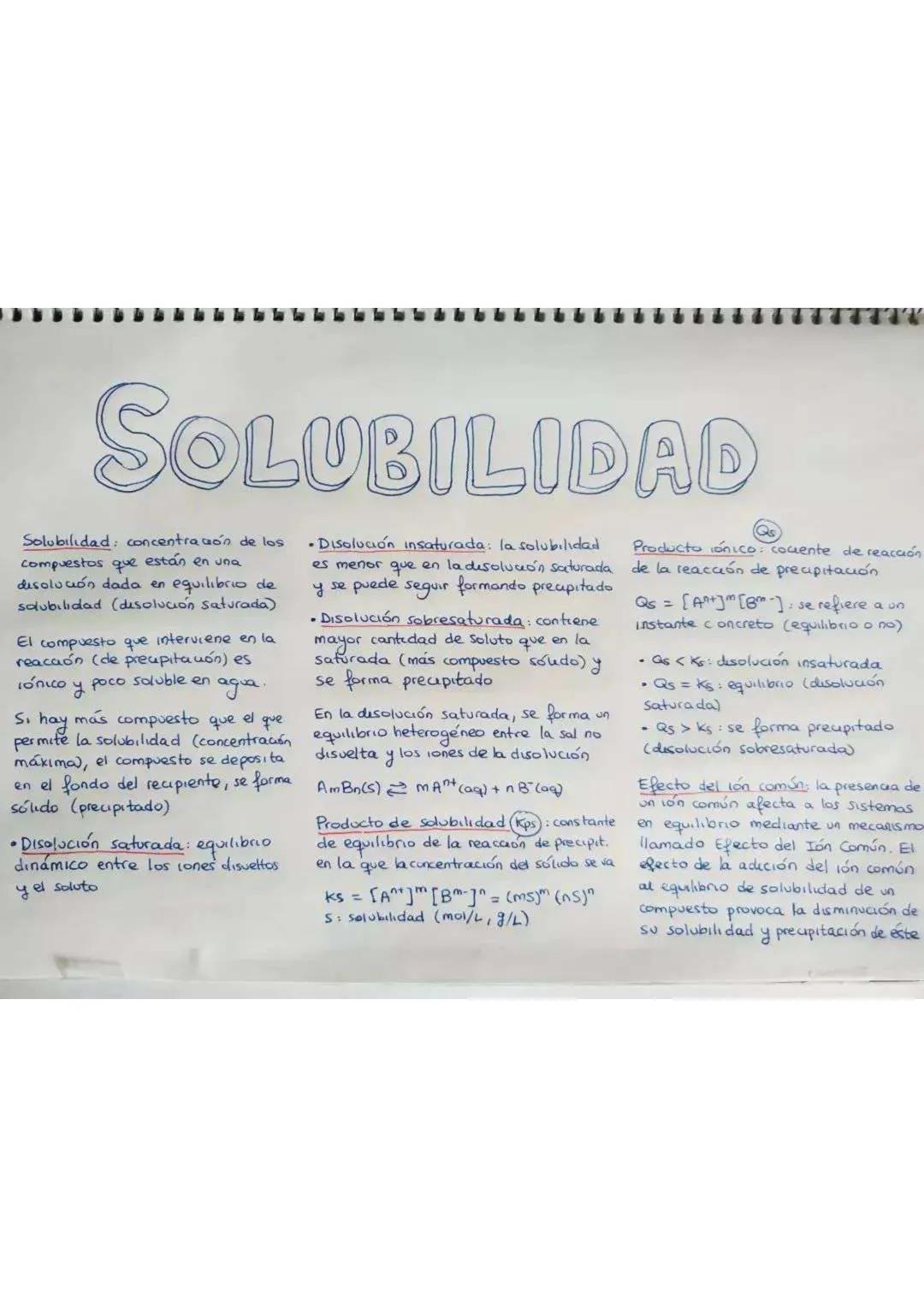 # SOLUBILIDAD

Solubilidad: concentración de los
compuestos que están en una
disolución dada en equilibrio de
solubilidad (desolución satura