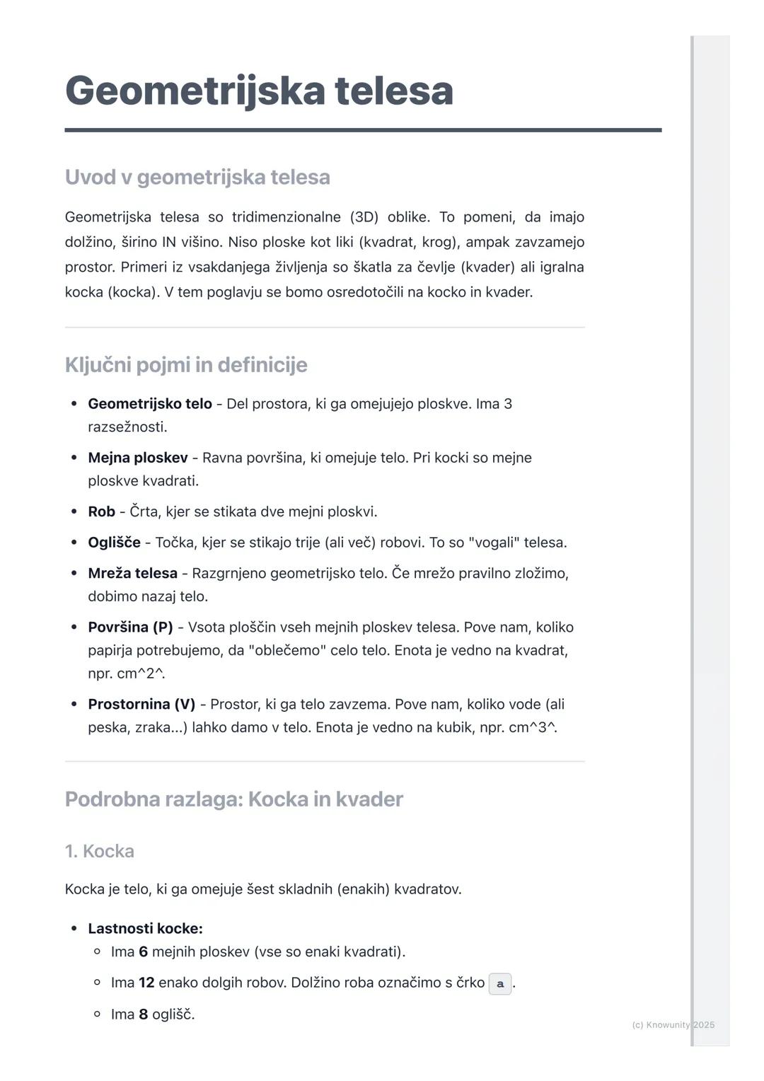 # Geometrijska telesa

Uvod v geometrijska telesa

Geometrijska telesa so tridimenzionalne (3D) oblike. To pomeni, da imajo
dolžino, širino 