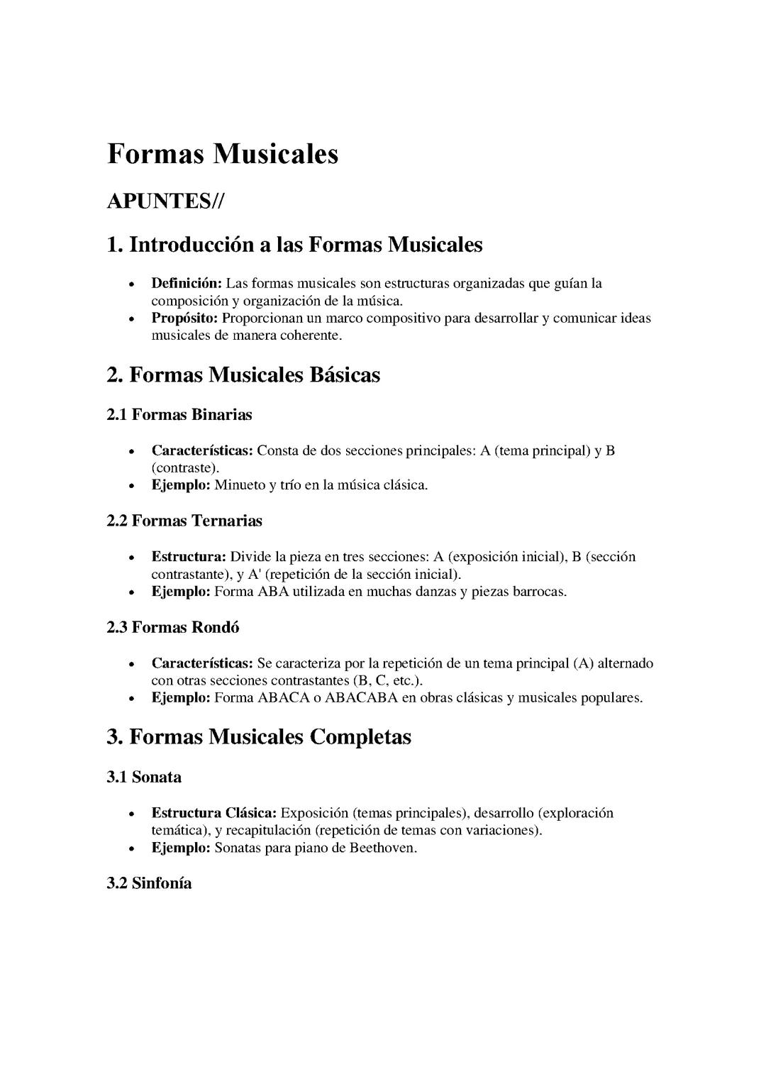 Formas Musicales: Tipos y Características