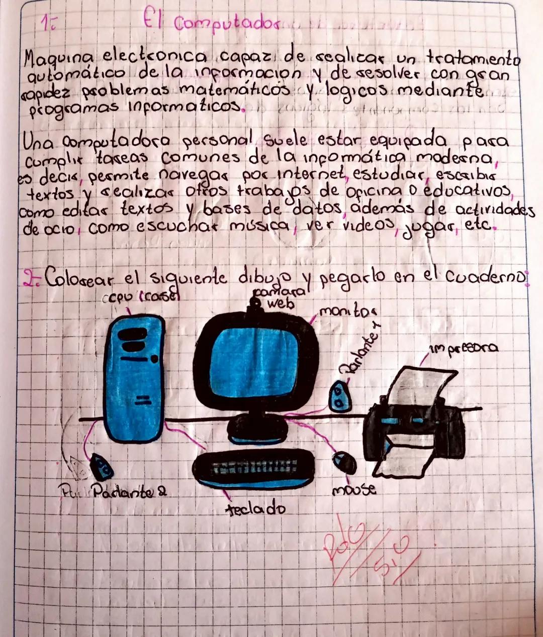 15

El Computador

Maquina electronica capaz de realizar un tratamiento
qutomático de la informacion y de resolver con gran
rapidez problema