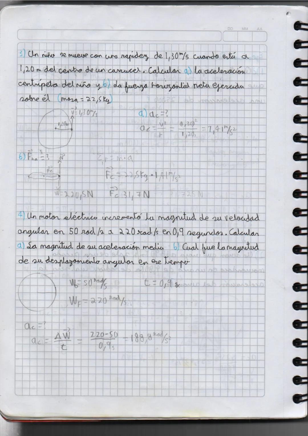 DD
MM
AA
Movimiento Circular
2
t
m
Movimiento lineal limitado por un agente
->
V no es constante
Rapidez en constante
Opacición angulat (rad