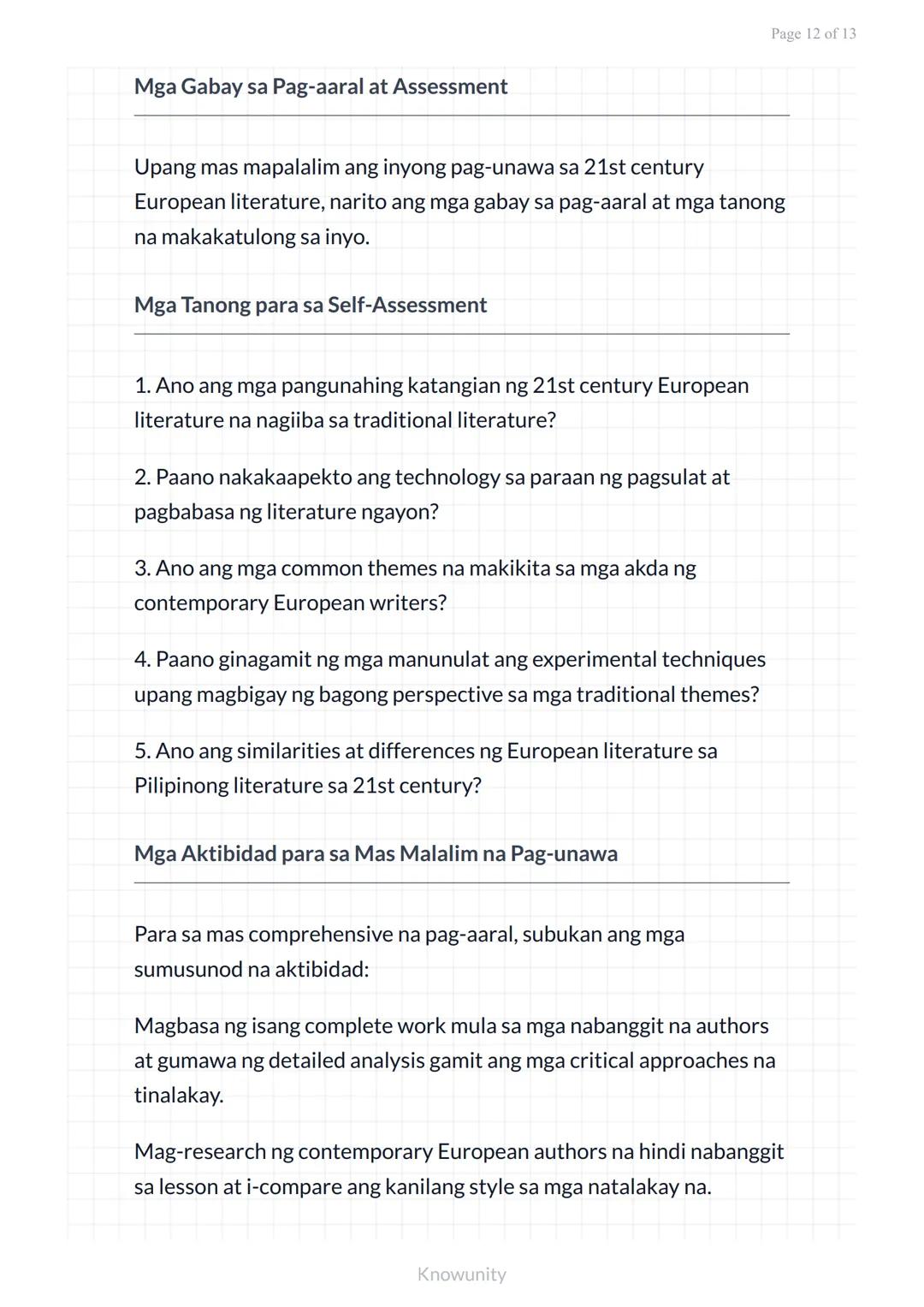 Panitikang Pandaigdig sa 21st Century: Panitikan mula sa Europa
Pag-aaral ng makabagong panitikan mula sa
Europa sa ika-21 siglo
Mga Layunin