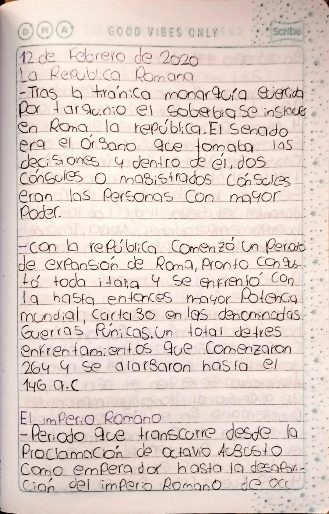GOOD VIBES ONLY
Scribe
12 de febrero de 2020
La Republica Romana
-Tras la tiranica monarquía evercida.
por tarquinio el soberbia se instaure