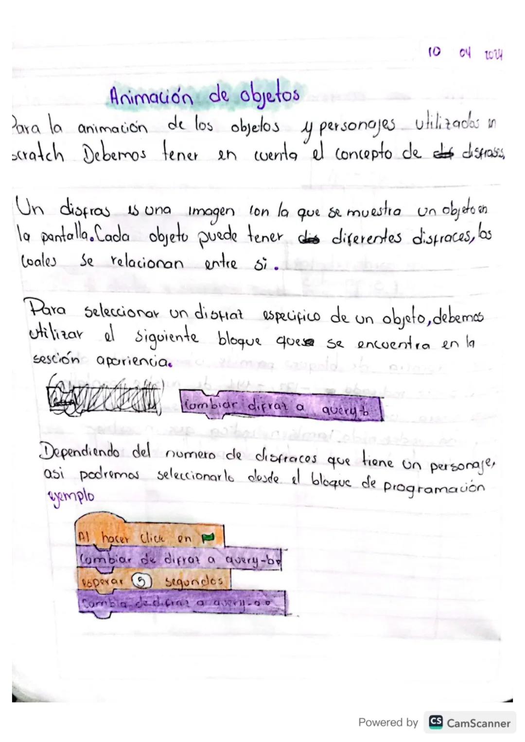 # Animación de objetos

Para la animación de los objetos y personajes utilizados in
scratch Debemos tener en cuenta el concepto de de distra