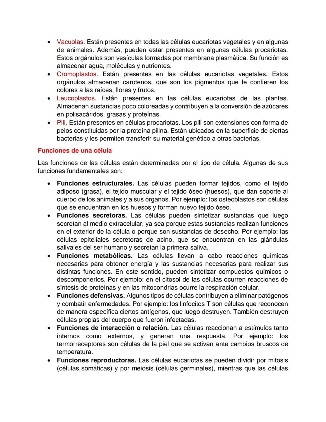 LA CÉLULA
¿Qué es una célula?
La célula es la unidad estructural y funcional de todos los organismos vivos. Constituye
la forma más pequeña 