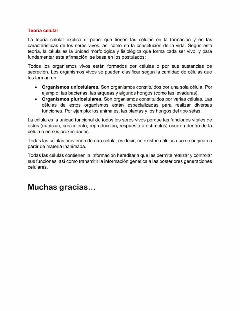 LA CÉLULA
¿Qué es una célula?
La célula es la unidad estructural y funcional de todos los organismos vivos. Constituye
la forma más pequeña 