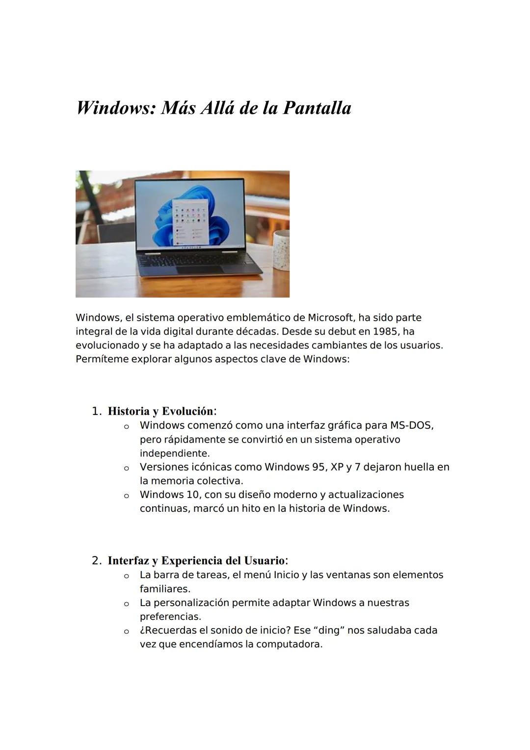 WINDOWS: MAS ALLA DE LA PANTALLA 