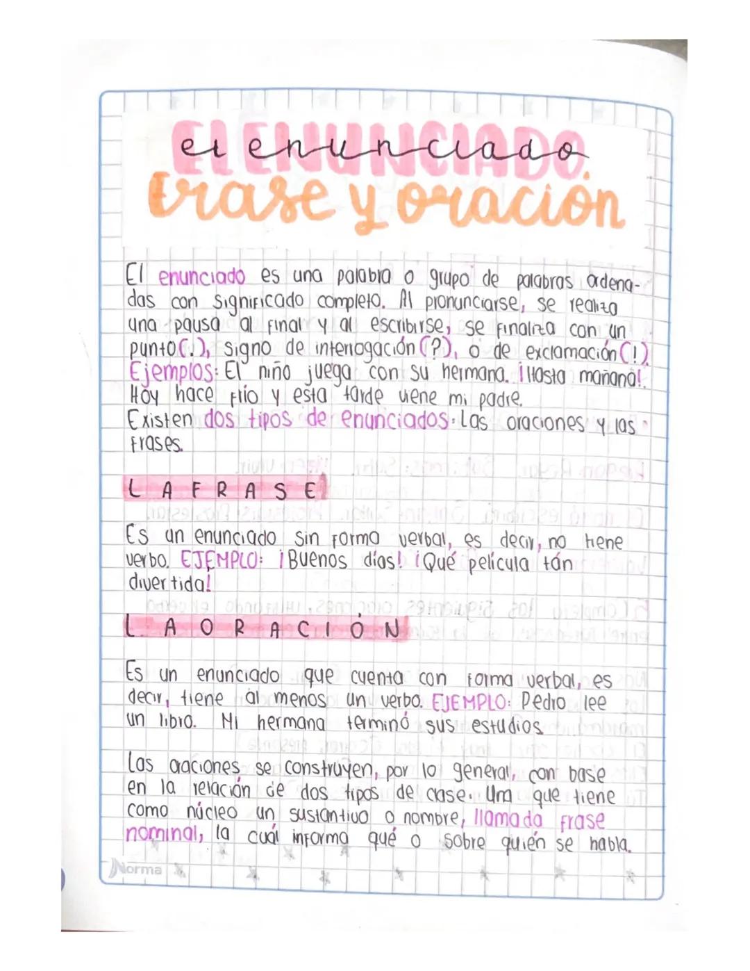 # ei enunciado

Erase y oracion

El enunciado es una palabra o grupo de palabras ardena-
das con significado completo. Al pronunciarse, se r
