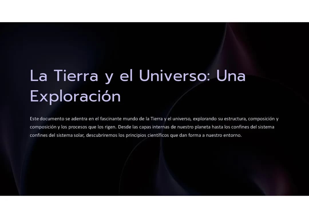 La Tierra y el Universo: Una  Exploración