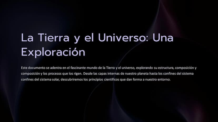 La Tierra y el Universo: Una
Exploración
Este documento se adentra en el fascinante mundo de la Tierra y el universo, explorando su estructu