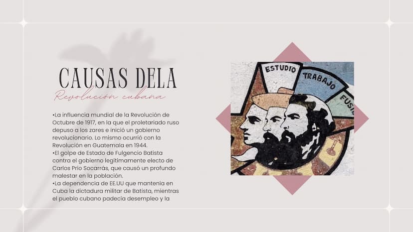 Nueva colección 2024
REVOLUCIÓN
CUBANA ÍNDICE
contenido
04
01
Causas
02
Acontecimientos
OB
Personajes
Consecuencias
05
Trascendencia FUSIL
C