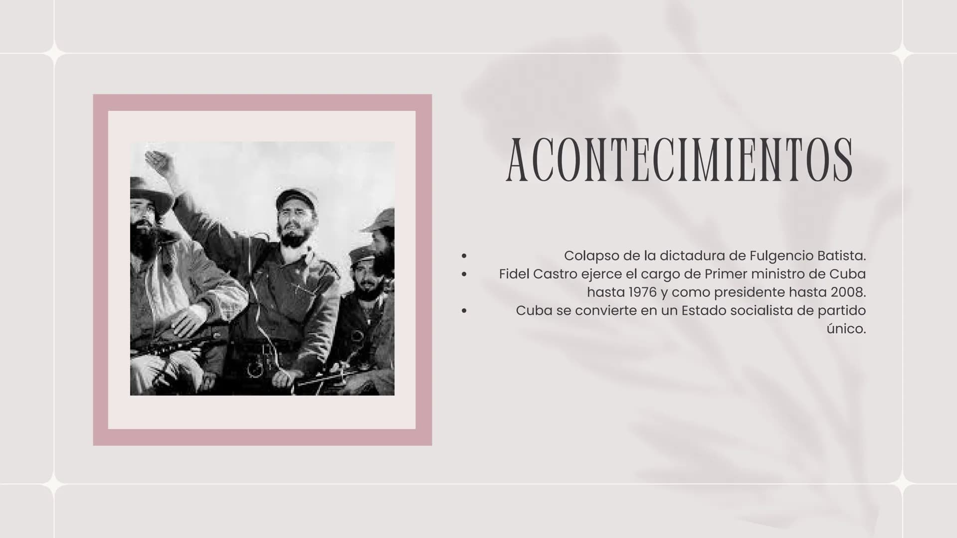 Nueva colección 2024
REVOLUCIÓN
CUBANA ÍNDICE
contenido
04
01
Causas
02
Acontecimientos
OB
Personajes
Consecuencias
05
Trascendencia FUSIL
C