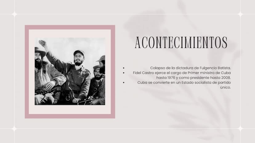 Nueva colección 2024
REVOLUCIÓN
CUBANA ÍNDICE
contenido
04
01
Causas
02
Acontecimientos
OB
Personajes
Consecuencias
05
Trascendencia FUSIL
C