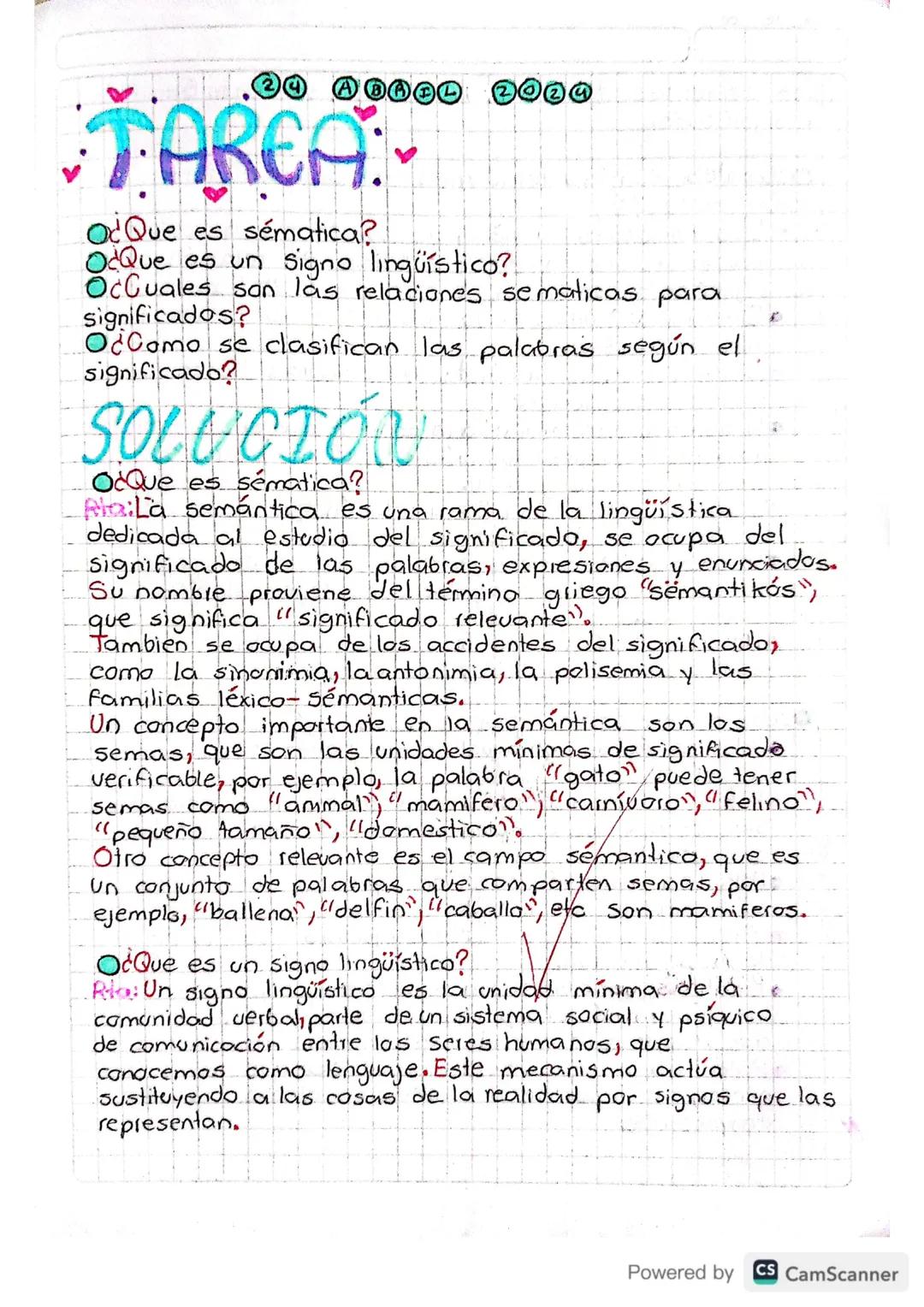 A66EL 2024
FAREA
OdQue es sématica?
OcQue es un signo lingüístico?
OcCuales son las relaciones sematicas para
significados?
O¿Como se clasif