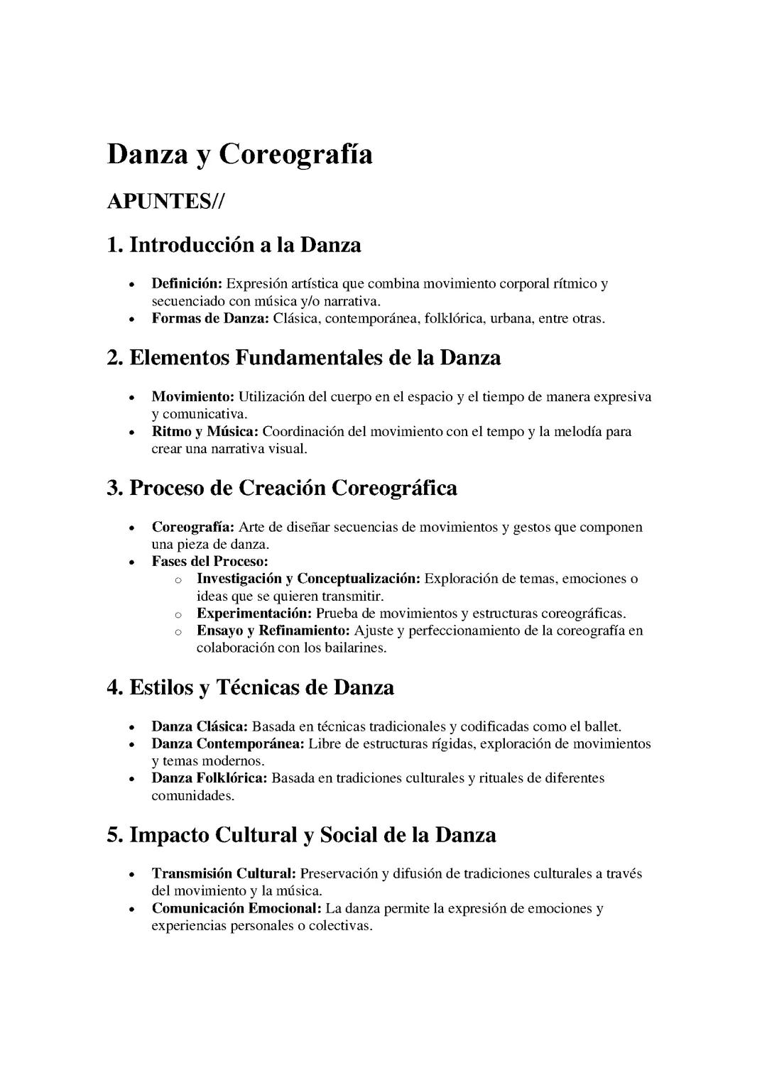 Danza y Coreografía