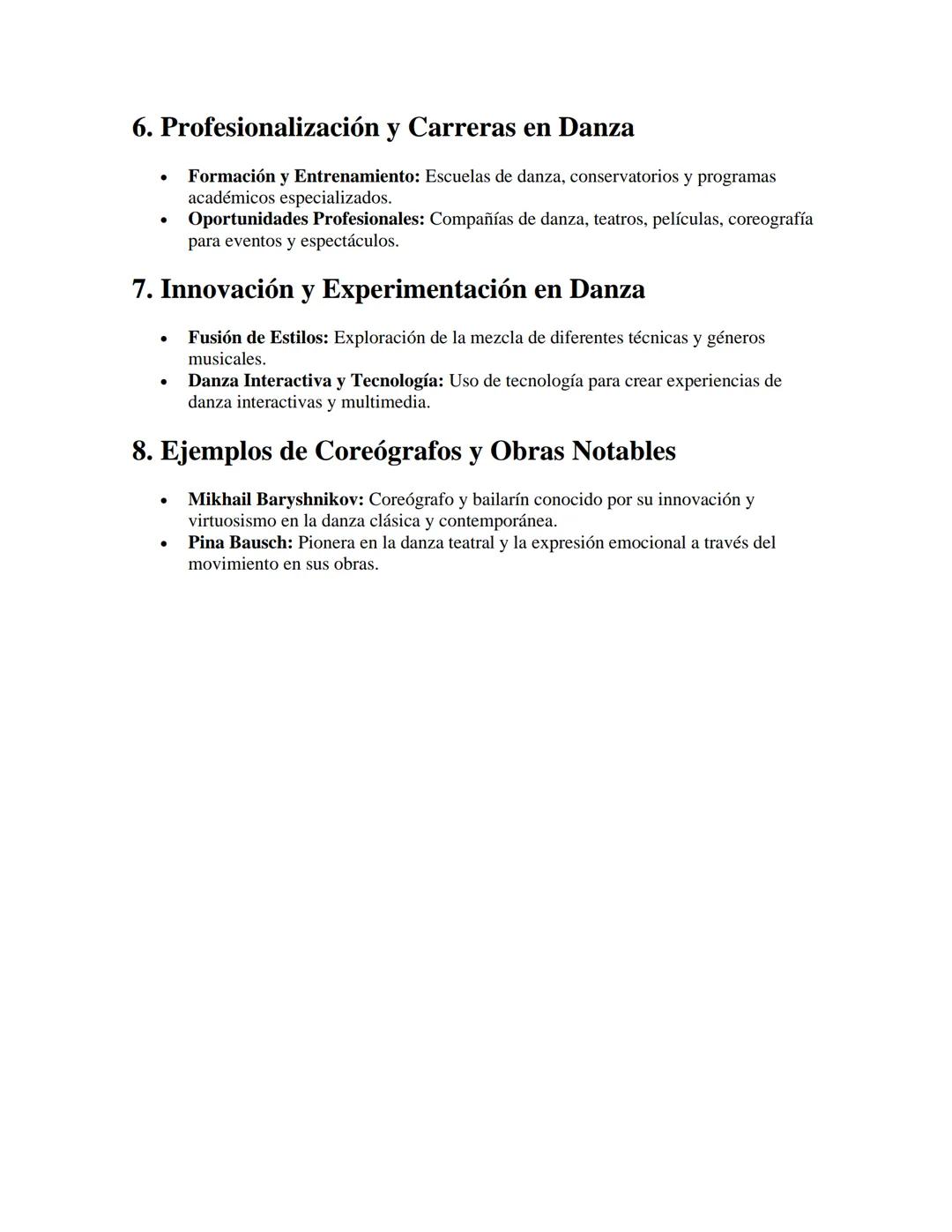 Danza y Coreografía
APUNTES//
1. Introducción a la Danza
•
Definición: Expresión artística que combina movimiento corporal rítmico y
secuenc