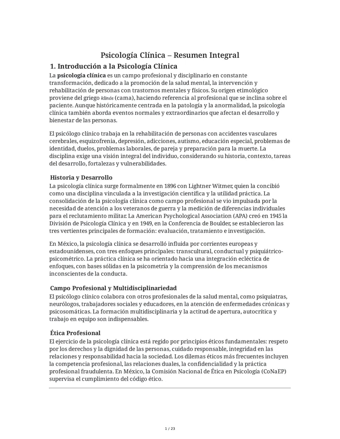 Introducción a la Psicología Clínica
