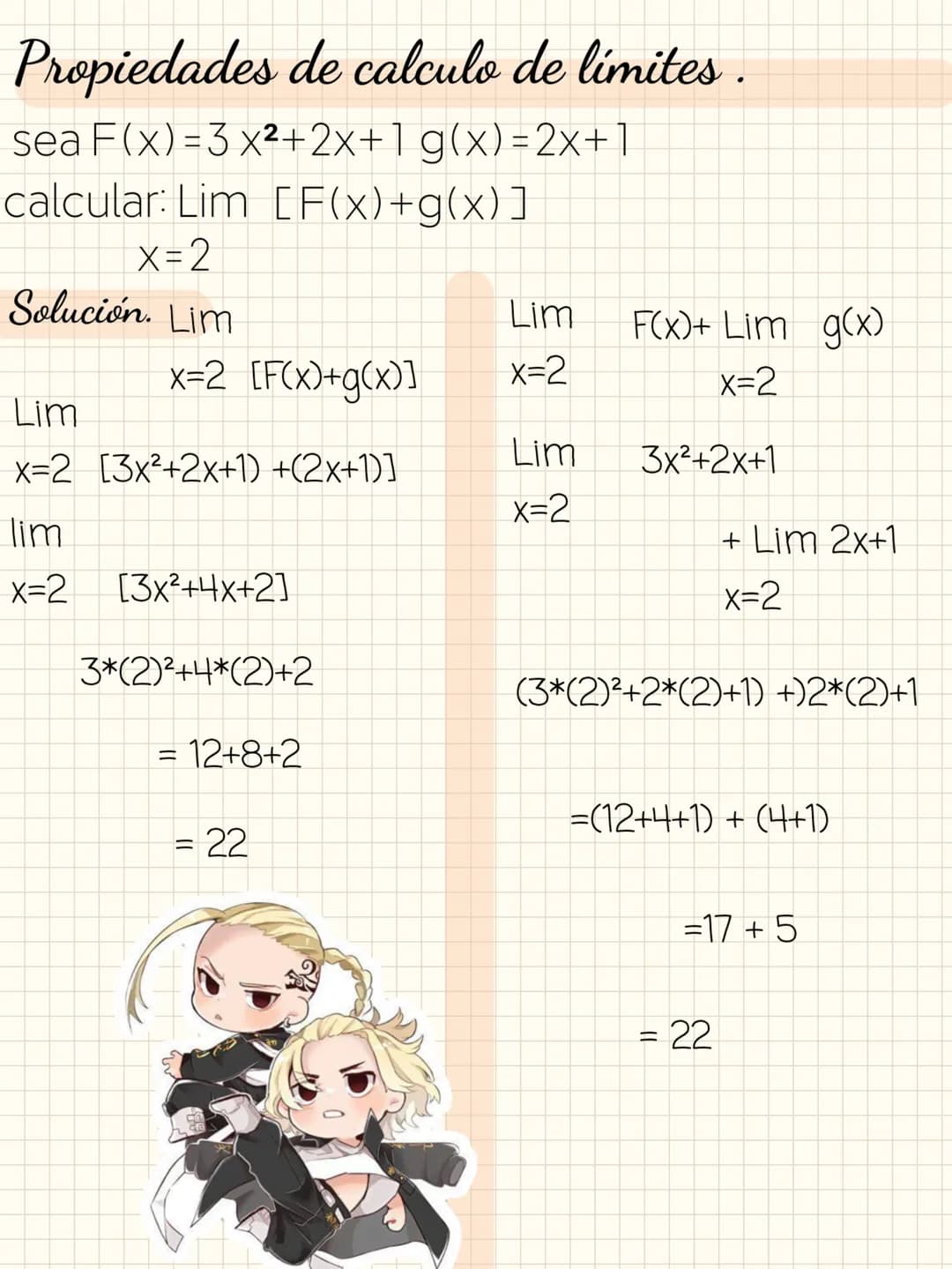 Limite de la siguiente función
Lim
x²+8x+15
=
x=-3
x²+7x+12
=
9-24+12
9-21+12
Factorizar:
x²+8X+15 x²+7x+12
(-3)²+8(-3)+15
(-3)+7(-3)+12
oo
