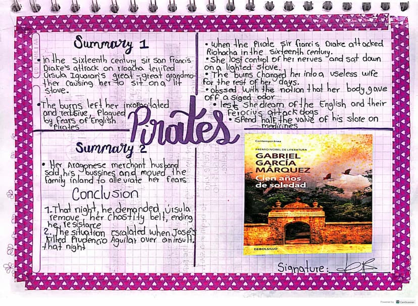 DD IMMI AA
Summary 1
in the sixteenth century sir san francis
Drake's attrack on rioacha terited
Úrsula Iguaran's great-great grandmo
ther c